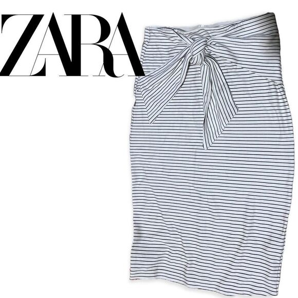 𝅺New Zara Midi Striped Tie Front Skirt​​​ - Picture 2 of 3
